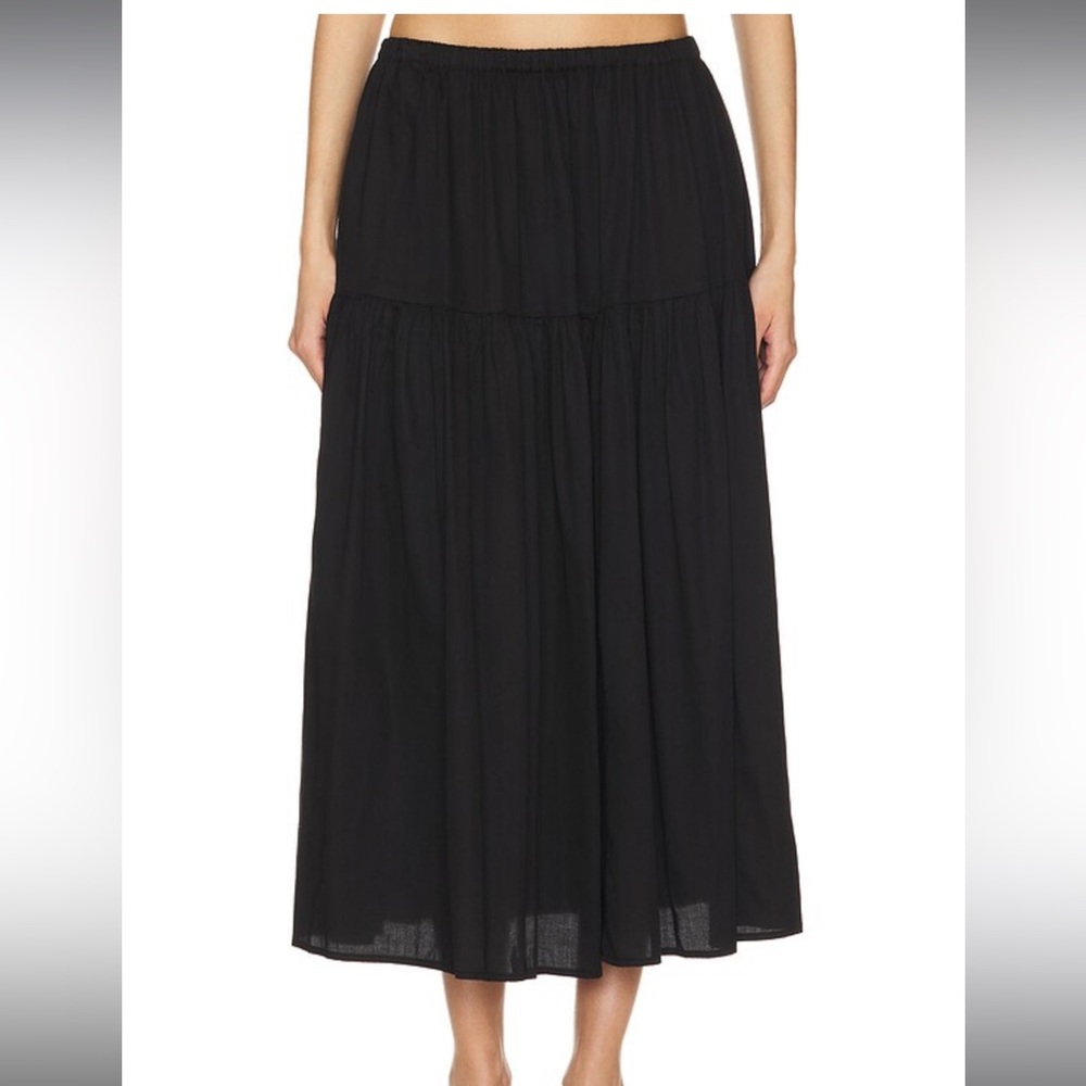 Enza costs Cool Cotton Tiered Skirt in Black